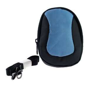  Digital Camera Carrying Pouch Nylon Case with Strap  Black/Blue 