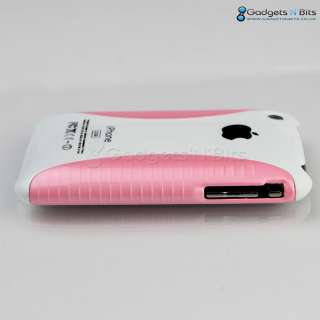 PINK WHITE Apple iPhone 3GS 3G GLOSSY DUAL Hard Case Cover RIBBED 