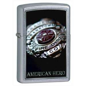  Firefighter American Hero Fire Badge Chrome Zippo Lighter 
