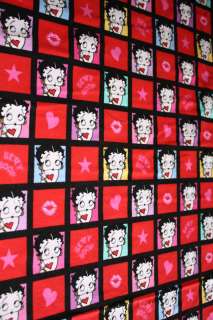 BETTY BOOP CHECKED HEARTS COTTON FLANNEL FABRIC OOP  