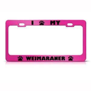 Weimaraner Dog Pink Animal Metal license plate frame Tag 