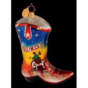 RADKO SAN ANTONIO TOES Texas Boot Western Ornament 