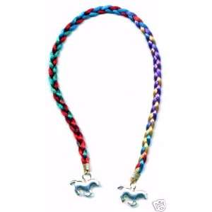  Braided Rainbow Silver Pewter Horse Charms Bookmark 