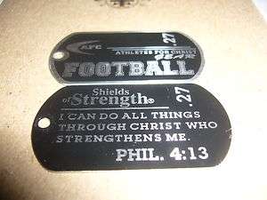 Football Phil 413 Sports dog tag Christian Bible Verse  