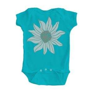   Turquoise Blue One Piece Bodysuit with Sunflower Design Clothing