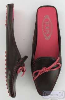New Tods Tods Bilbao Brown Pink Mules Shoes 38 7.5  