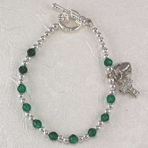   Silver Green Celtic Bracelet Religious Catholic Charms Pendant Jewelry