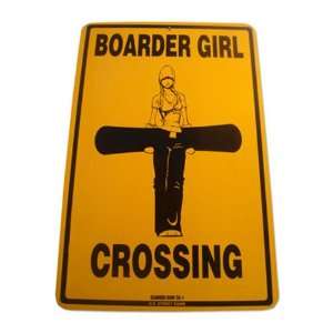  Seaweed Surf Co Boarder Girl Crossing Aluminum Sign 18 