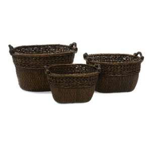  Jameson Oval Woven Baskets   Set of 3 by Imax (As Shown 