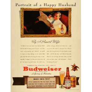   Happy Husband Budweiser Beer Busch   Original Print Ad