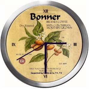  BONNER 14 Inch Coffee Metal Clock Quartz Movement Kitchen 