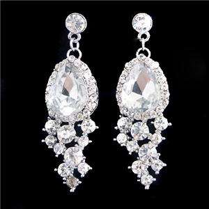   Earring Necklace Set Clear Austrian Rhinestone Crystal Teardrop  