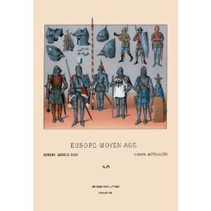  Assortment of Medieval Armor, c.1350 1460 16X24 Giclee 
