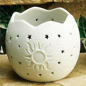    Porcelain Sun White Candle Holder Egg Shape