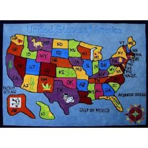   Kids Rug Zoomania Collection, 5 x 7 Feet, U.S Map Blue