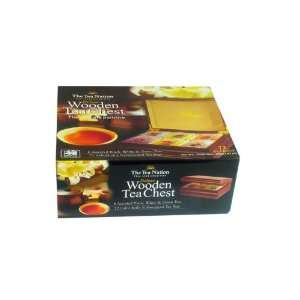 The Tea Nation Wood Tea Box with 72 Foil Wrapped Tea Bags in 6 Flavors