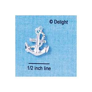  C2481+ tlf   Antiqued Anchor   Silver Plated Charm