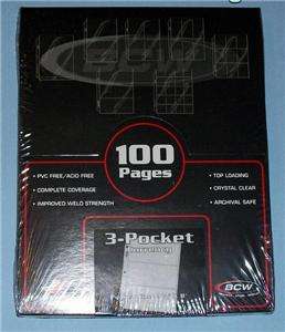 TEN (10) BCW Pro 3 Pocket Binder Pages for Currency NEW  Three Pockets 