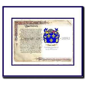  Burrows Coat of Arms/ Family History Wood Framed