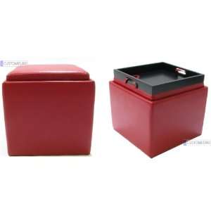  Cubix Ottoman Tray Set of 2 Red