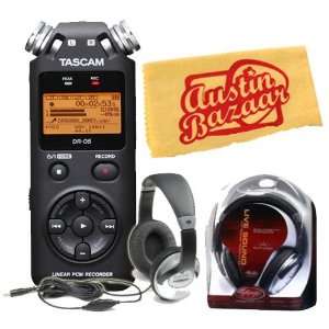 Tascam DR 05 Portable Handheld Recorder Bundle with Headphones and 