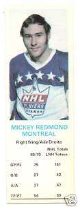 RARE 1970 71 CANADIENS MICKEY REDMOND DADS COOKIE CARD  