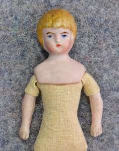   bisque small Germany doll house doll blond 4.5 in girl 1800  