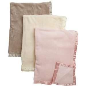  Northpoint 3 Pk Rolled Baby Blanket   Ivory, Choco, Pink 