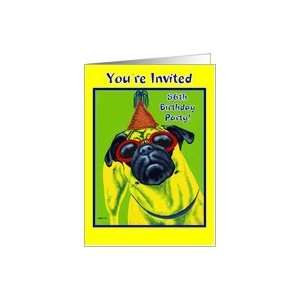 Eighty Sixth Birthday Party Invitation   Pug Dog Card 