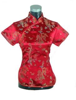 China Handmade Plum blossom Shirt Blouse Gold S XXL  