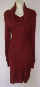 VIVIENNE TAM Rust Color Cowl Draped Neck Long Sleeve Sweater Dress S 2 