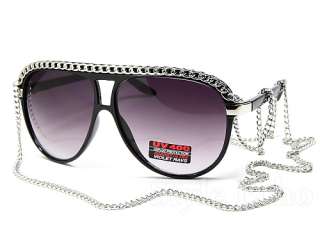Retro Vintage Frame with Link Chain Womens Aviator Sunglasses New 