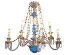 antique blue opaline glass chandelier electrified  