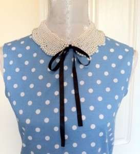 beaded pearl peter pan collar necklace vintage bow peterpan retro 