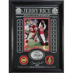 Jerry Rice HOF Induction Records 24KT Gold Coin Etched Glass Photo 