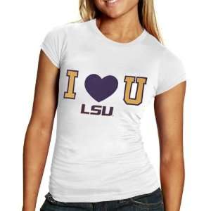  LSU Tigers Ladies White I Heart You T shirt Sports 
