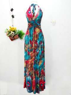 Long Maxi Boho Hippie Halter Dress Size 6 8 10 12 14 16  