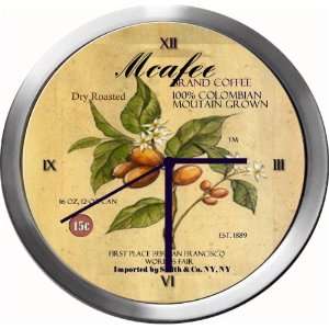  MCAFEE 14 Inch Coffee Metal Clock Quartz Movement Kitchen 