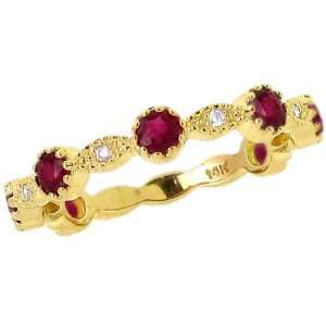   Exquisite Three Quarter Stackable Ring Ruby, size7 diViene Jewelry