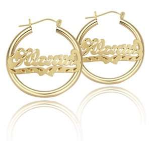 Personalized Hoop Earrings (Pick Any Name)  Gold Over Sterling Silver