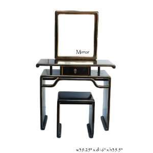    Black Lacquer Make up Mirror Table Set As048 Patio, Lawn & Garden