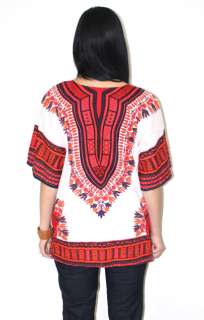 Vtg 70s BOHO HIPPIE Psychedelic Mod ETHNIC Cotton Dashiki Caftan Dress 