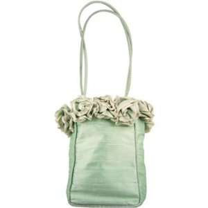  Aqua Silk Handbag with Ombre Ribbon Flowers Kitchen 