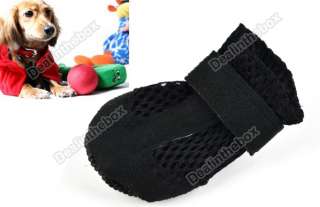New Pet Dog Boot Shoes Air Holes Black Suede Synthetic  