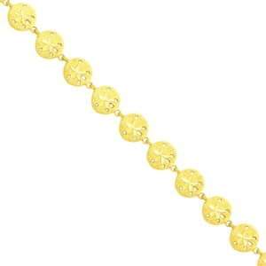  14K Gold Sand Dollar Fancy Link Bracelet 7 Jewelry