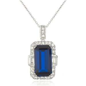  Oblong Synthetic Sapphire Pendant 18 CHELINE Jewelry
