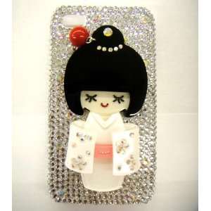  3d Japanese Lady Bling Rhinestone Case for Iphone 4, 4s 