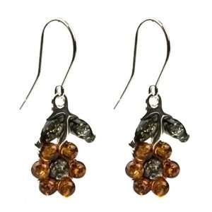  Sterling Silver Multi color Amber Earrings Jewelry