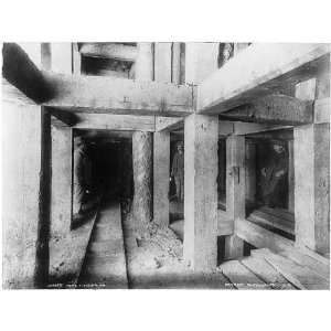  Interior of mine showing extensive timber supports