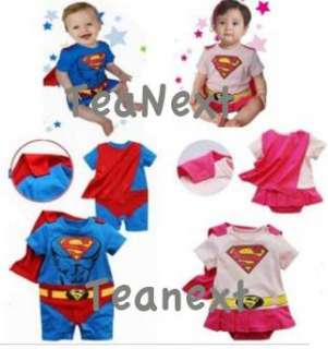 Superman Romper Suit with Cape Fancy Cosplay dress outfit costume Baby 